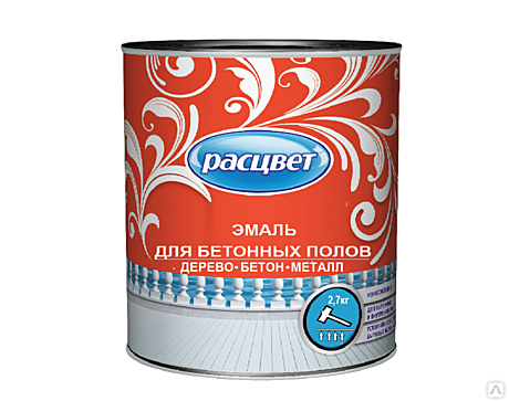 эмаль для бетонных полов Расцвет серая 2,7 кг