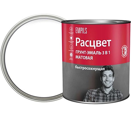 грунт-эмаль быстросохнущая Расцвет 0,9кг по ржавчине белая матовая