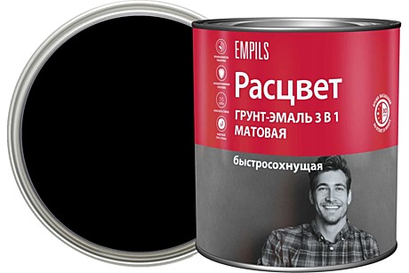 грунт-эмаль быстросохнущая Расцвет 0,9кг по ржавчине черная матовая
