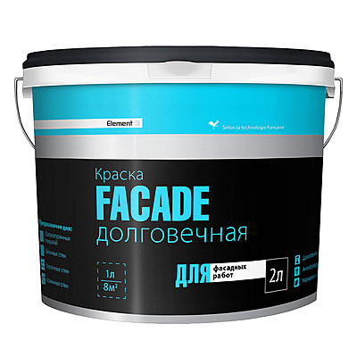 краска водно-дисперсионная Element FASADE долговечная 2 л