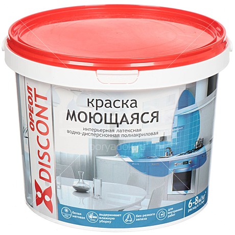 краска в/д ОРЕОЛ дисконт интерьерная моющаяся 3 кг