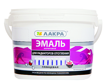 Эмаль акриловая Лакра для радиаторов белая глянцевая, 0,9 кг